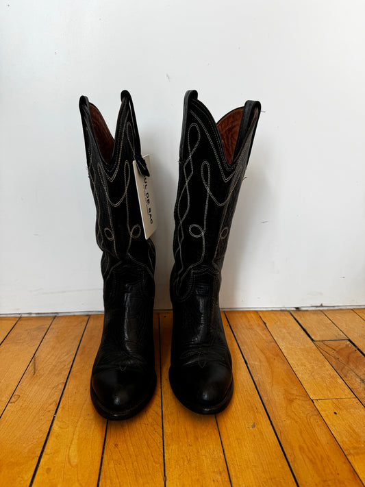 VINTAGE FRYE HEELED COWGIRL BOOTS (6)