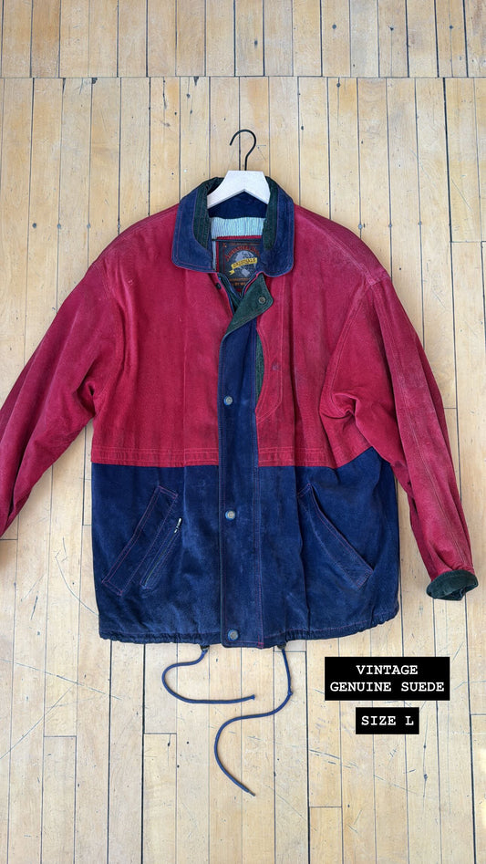 VINTAGE WILSONS ADVENTURE BOUND COLORBLOCK SUEDE JACKET (L)
