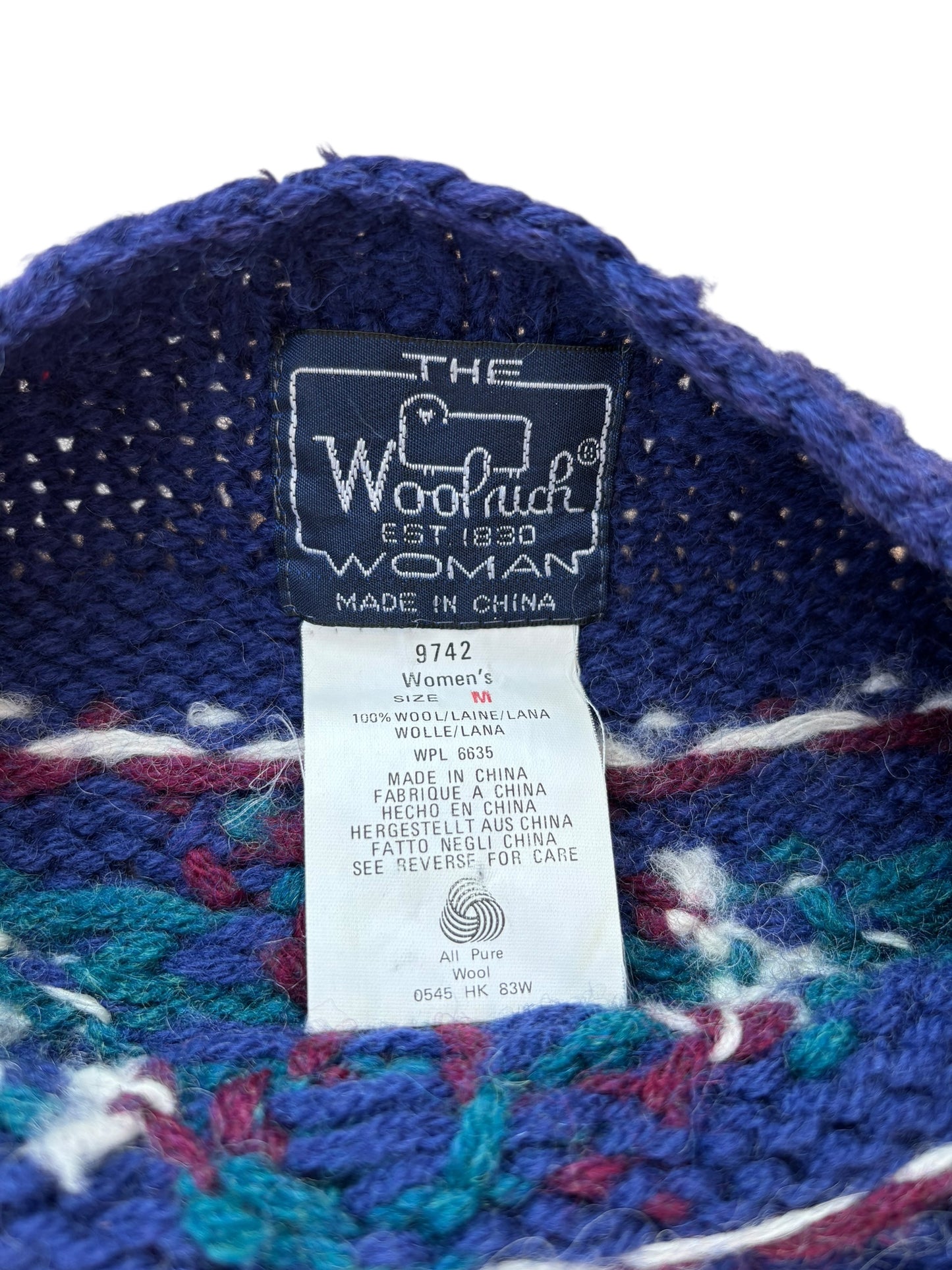 VINTAGE WOOLRICH WOMAN WOOL DOG + BEAN BOOT SWEATER (M)