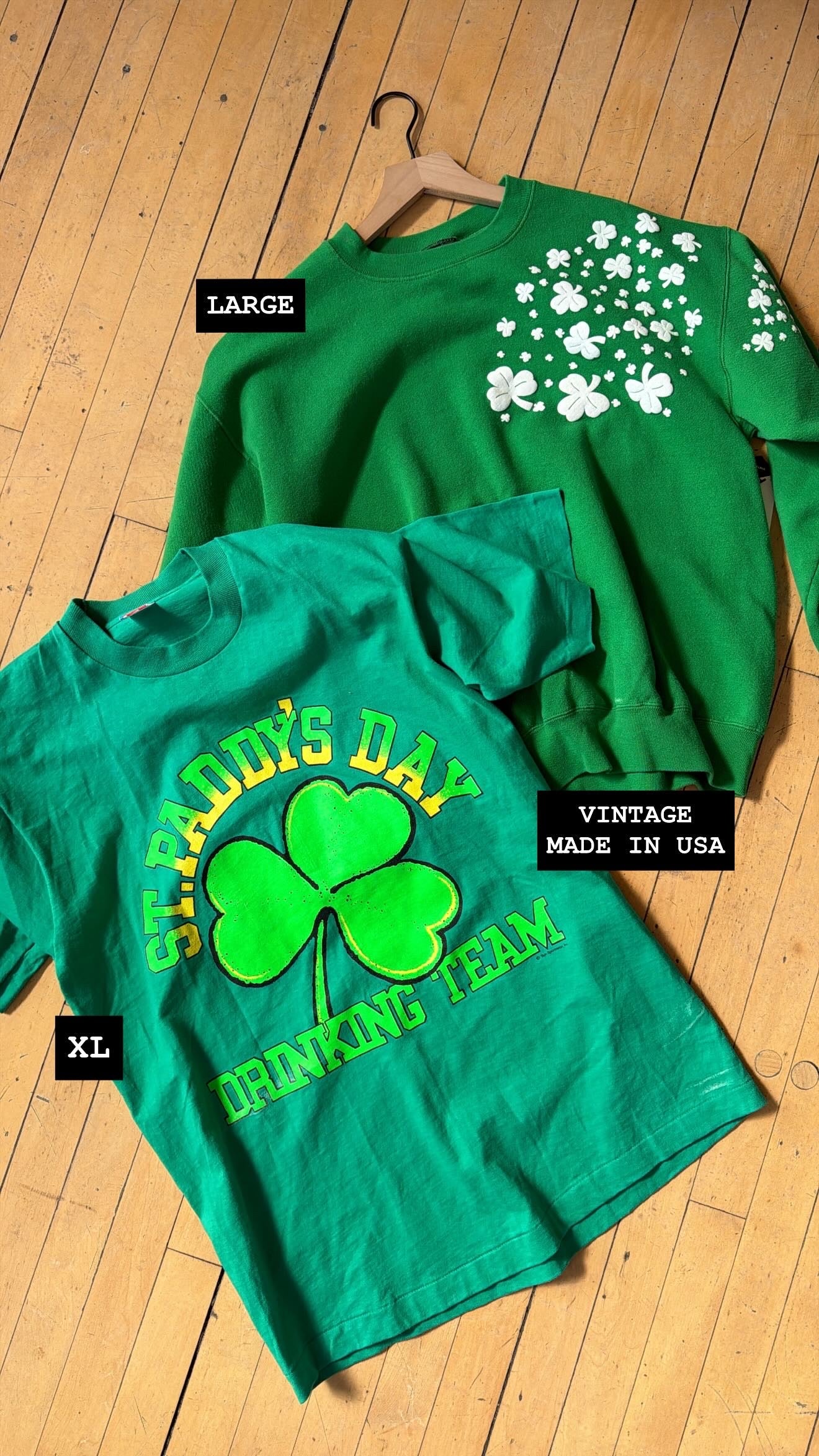 VINTAGE RAISED PRINT CLOVERS CREW (L)