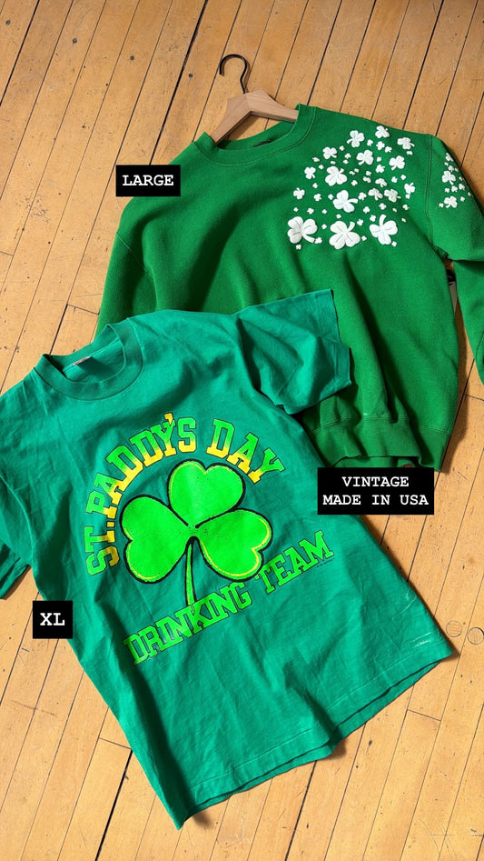 VINTAGE RAISED PRINT CLOVERS CREW (L)