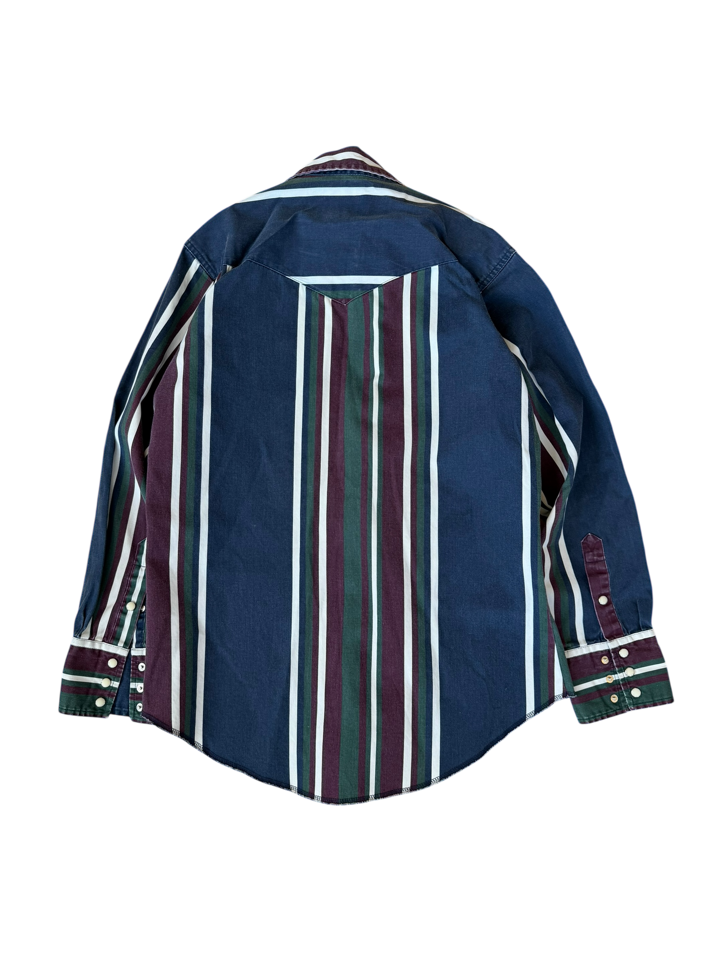 VINTAGE WRANGLER PEARL SNAP BLUE STRIPE (M/L)