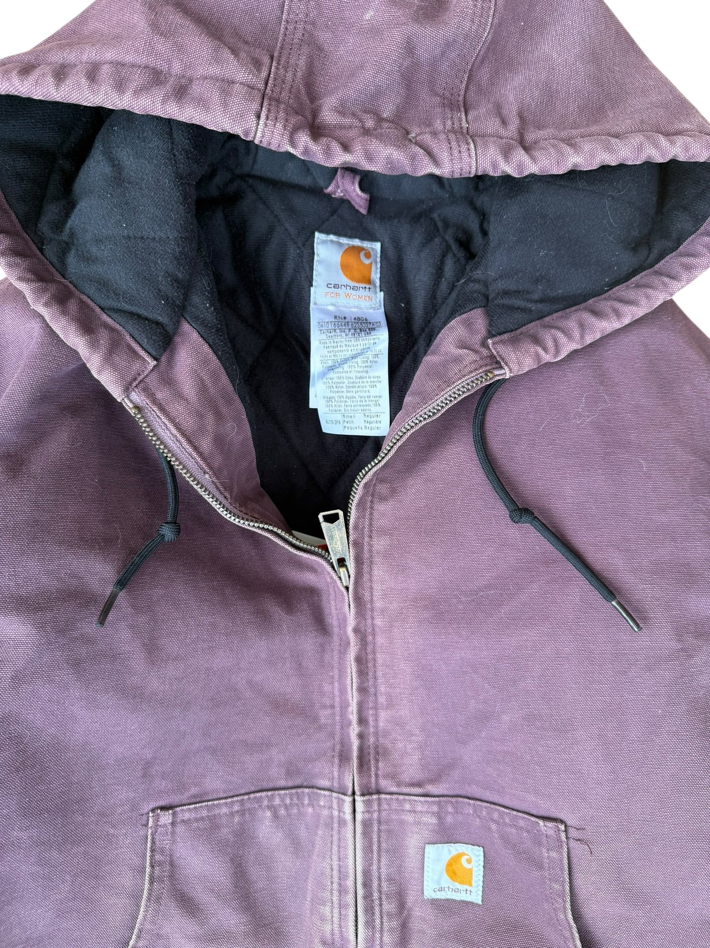 VINTAGE CARHARTT CANVAS QUILT LINED PLUM JACKET (S)