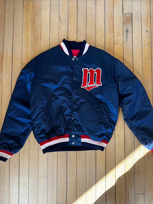 VINTAGE MINNESOTA TWINS SATIN BOMBER JACKET (L)