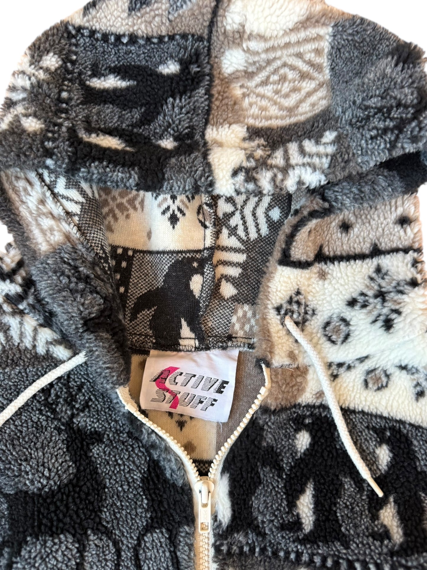 VINTAGE PENGUINS + DEER PATCHWORK SHERPA (XL/XXL)