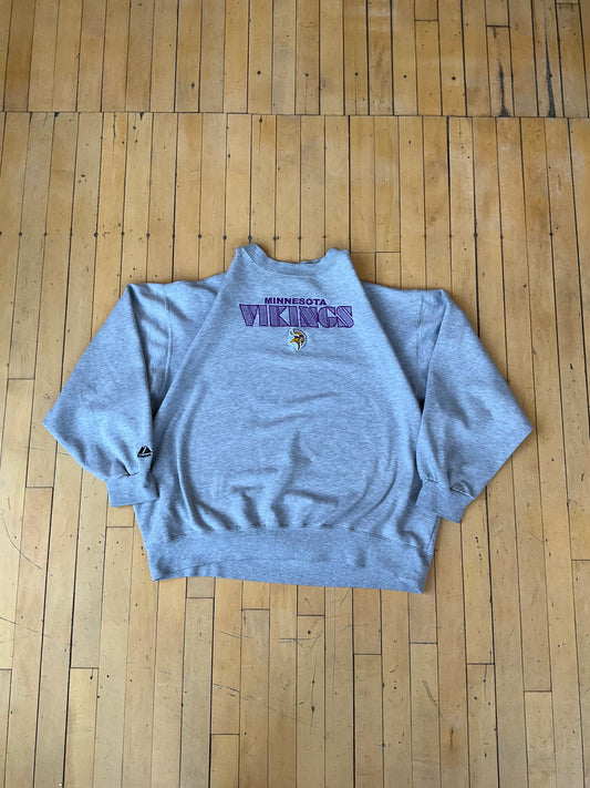 VINTAGE MAJESTIC MN VIKINGS BLOCK LETTER EMB CREW (XXL/XXXL)