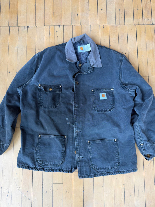 VINTAGE CARHARTT C01-BLK CHORE COAT BLANKET LINED (48)(TALL)