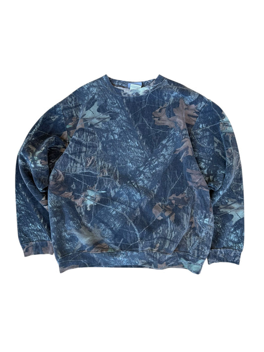 VINTAGE JERZEES WASHED DK. CAMO CREW (XL)