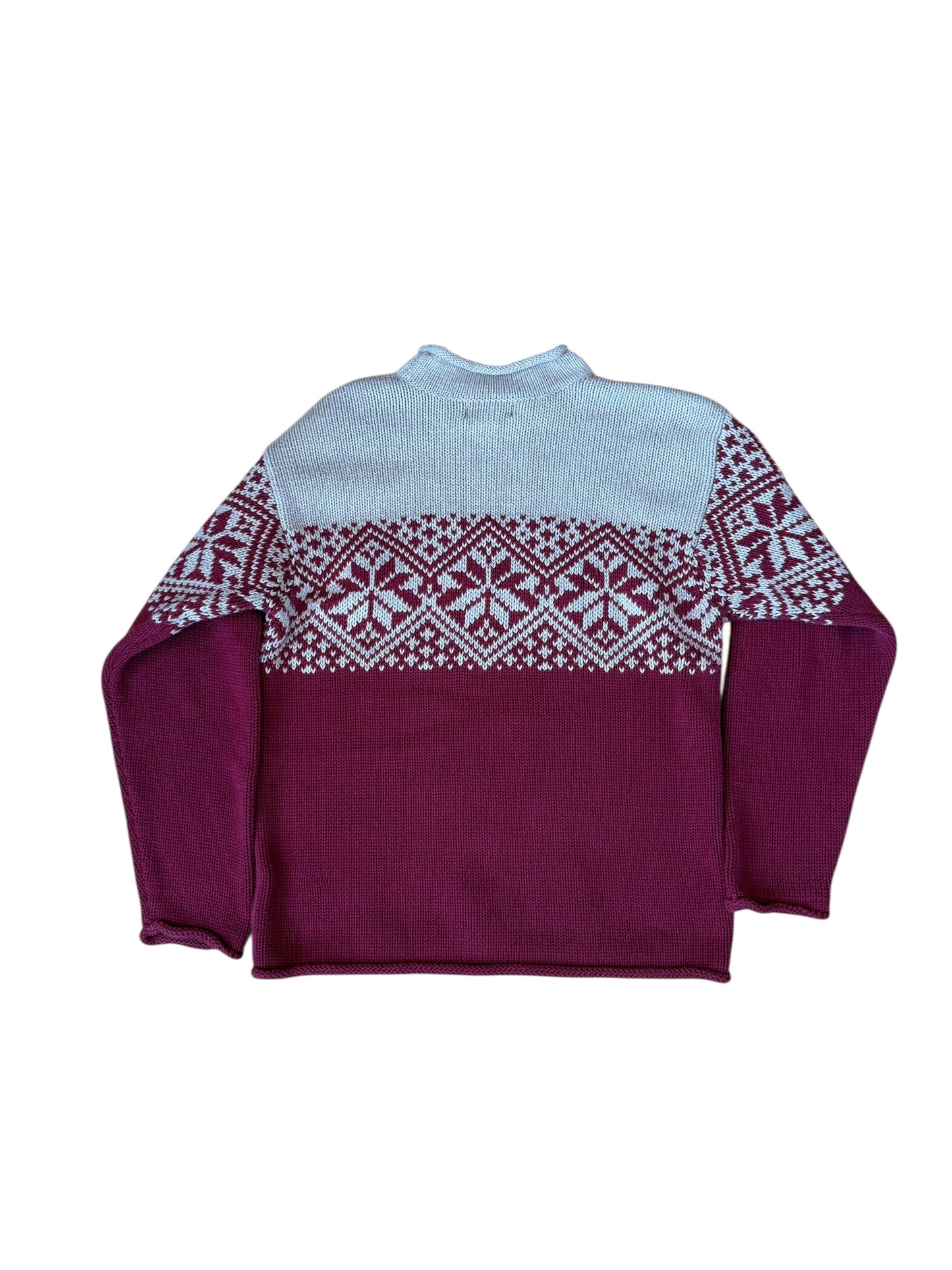 VINTAGE 100% COTTON ROLL NECK SNOWFLAKE SWEATER (XL)