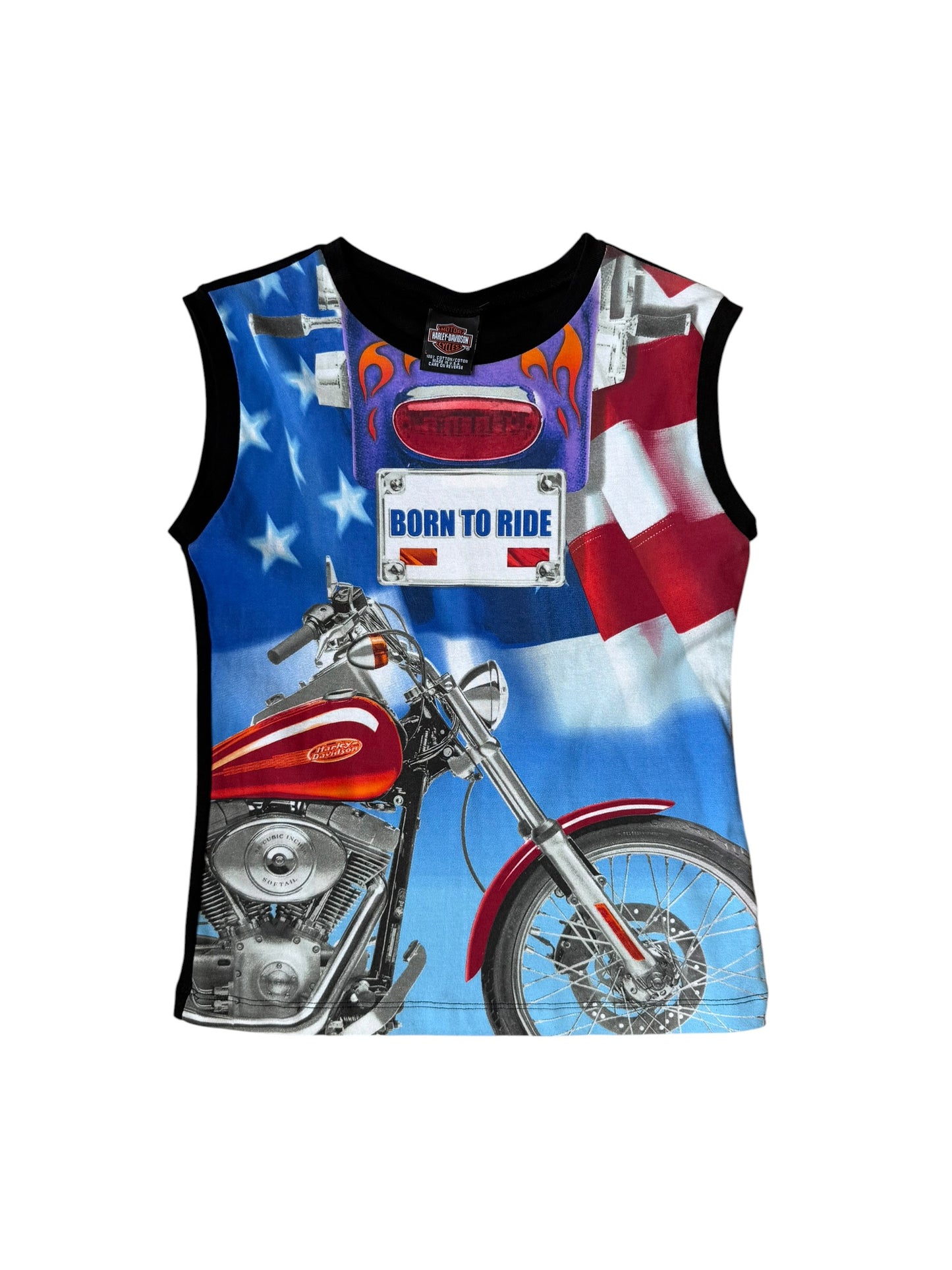 Y2K VINTAGE HARLEY DAVIDSON BORN TO RIDE PRINT TANK (L)