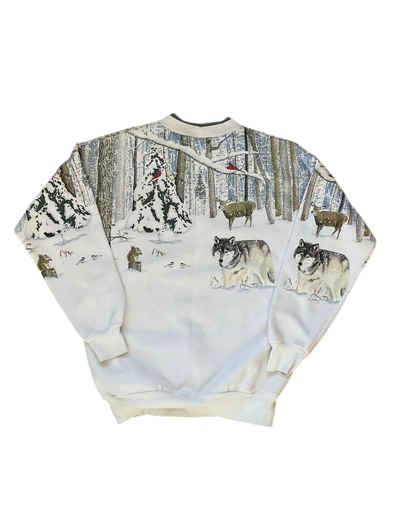 VINTAGE ARTISANS ALL OVER PRINT WINTER SCENE CREWNECK (M)