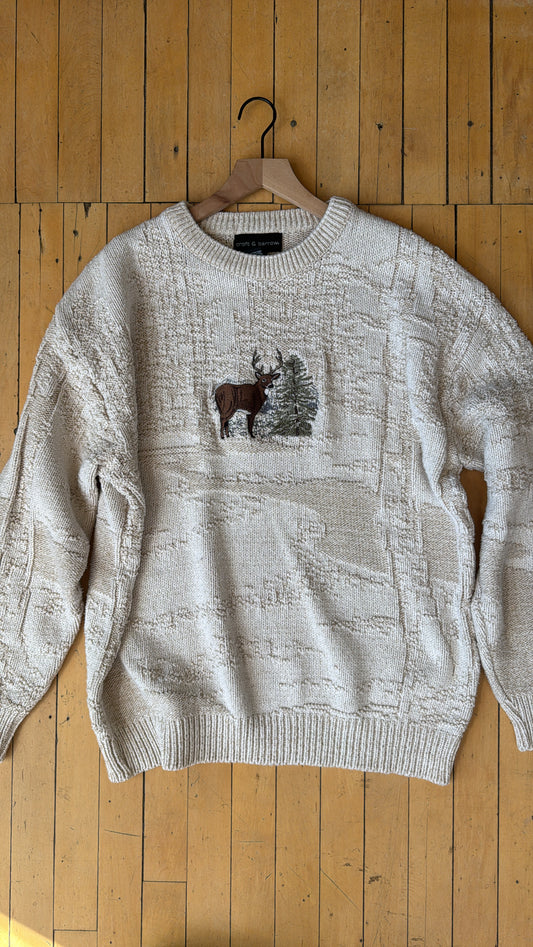 VINTAGE EMBROIDERED BUCK SWEATER (XLT)