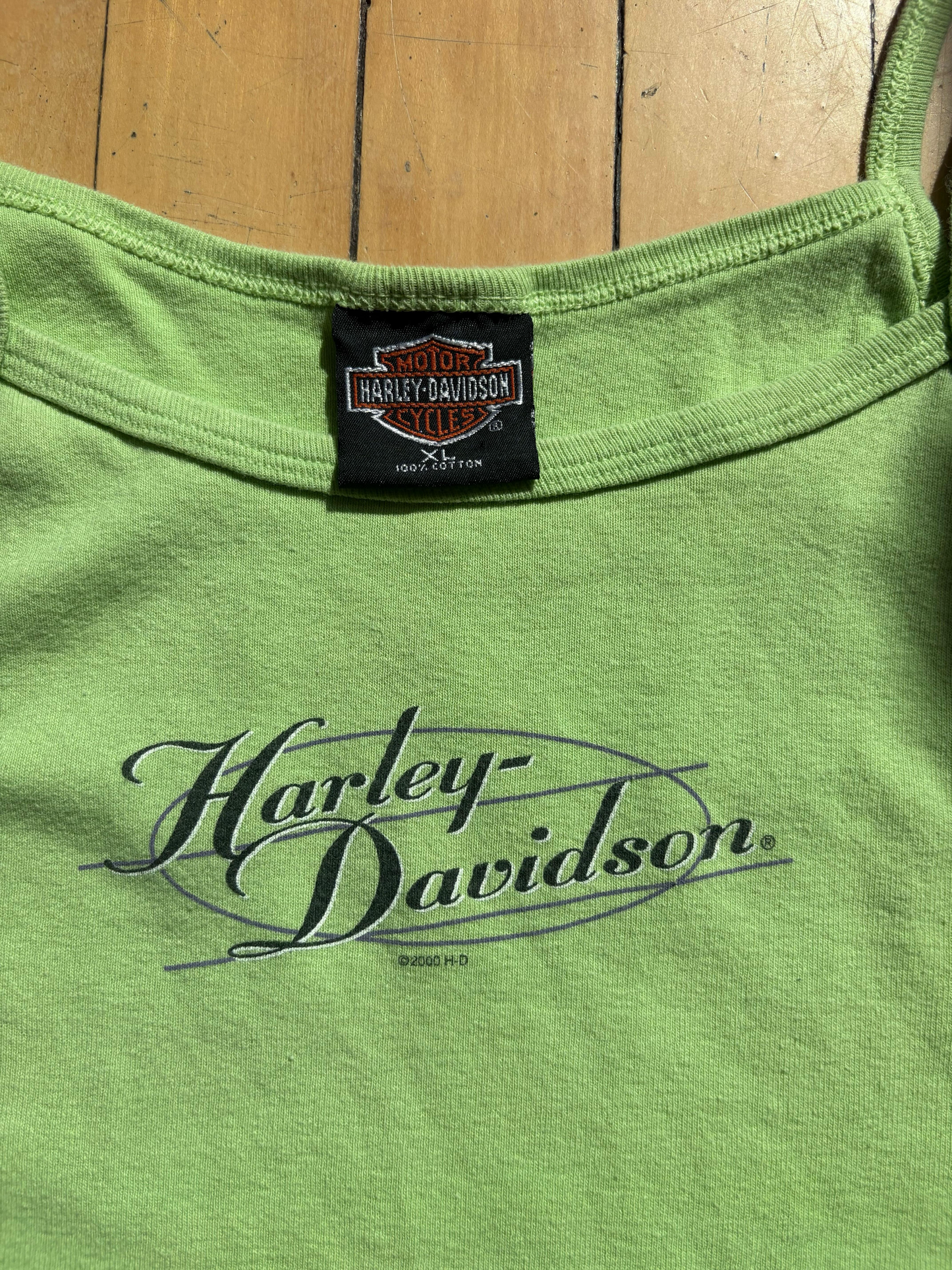 2000 Y2K VINTAGE HARLEY DAVIDSON LIME GREEN TANK (XL)