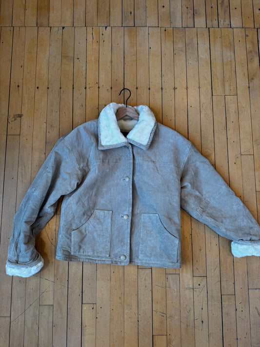 PACIFIC TRAIL GENUINE LEATHER FAUX FUR JACKET (M)