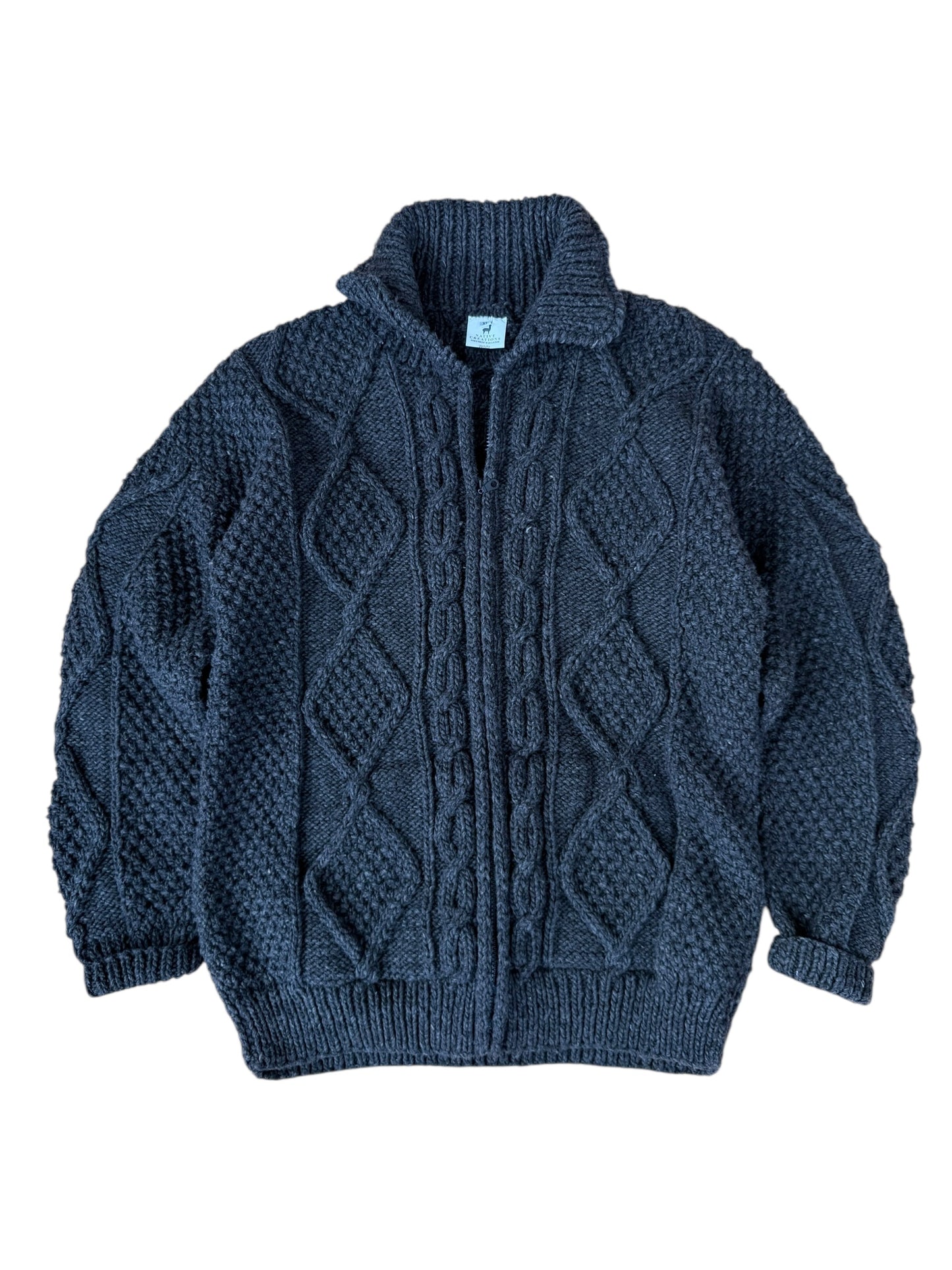 VINTAGE ECUADORIAN WOOL ZIP SWEATER (XL)