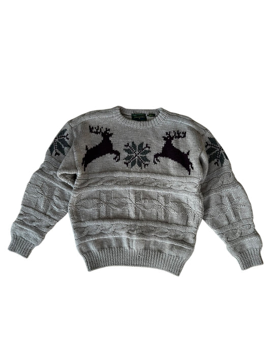 VINTAGE EMBASSY ROW HAND KNIT REINDEER SWEATER (L)