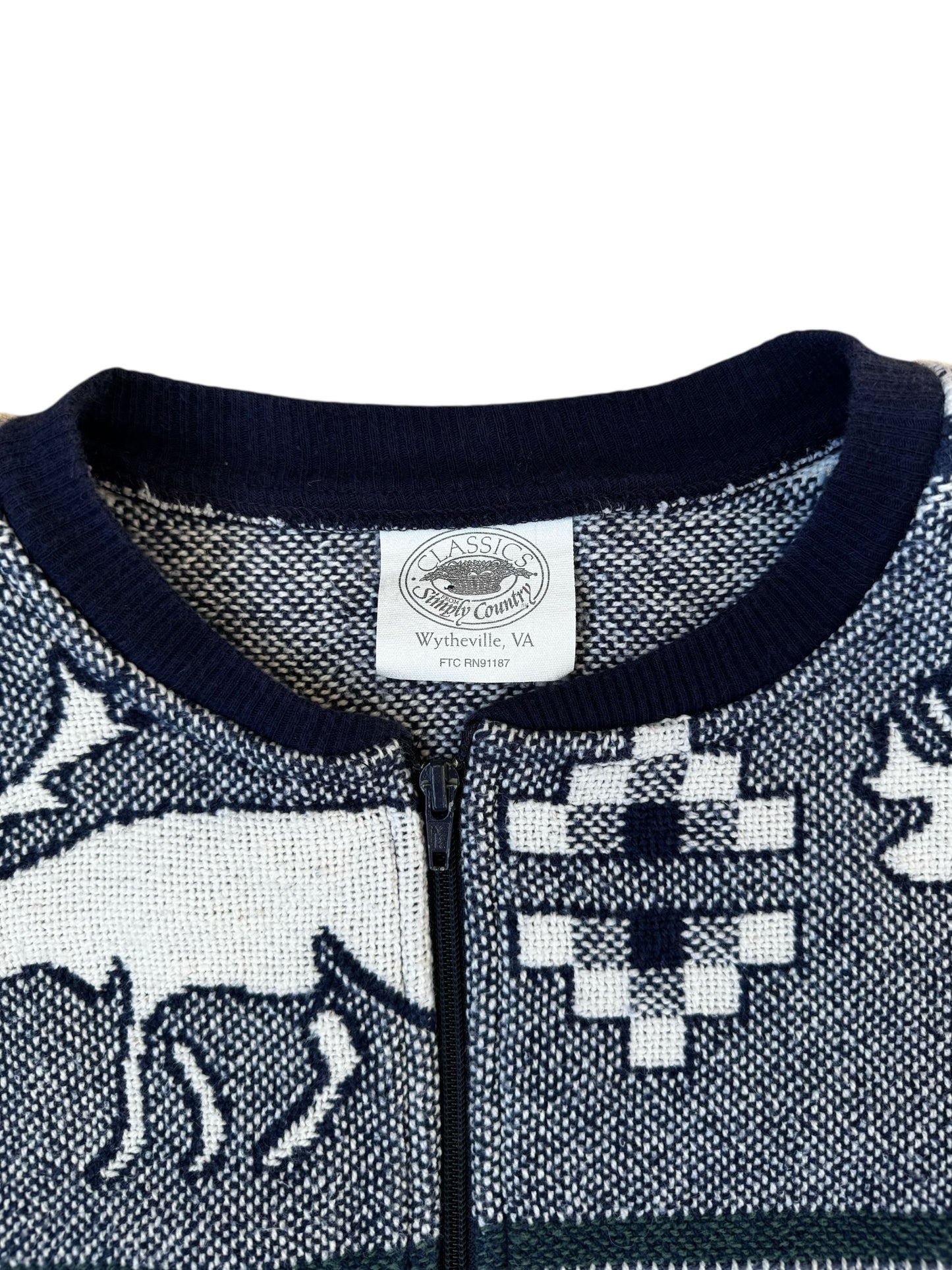 VINTAGE COTTON WILDLIFE PRINT BLANKET JACKET (L)