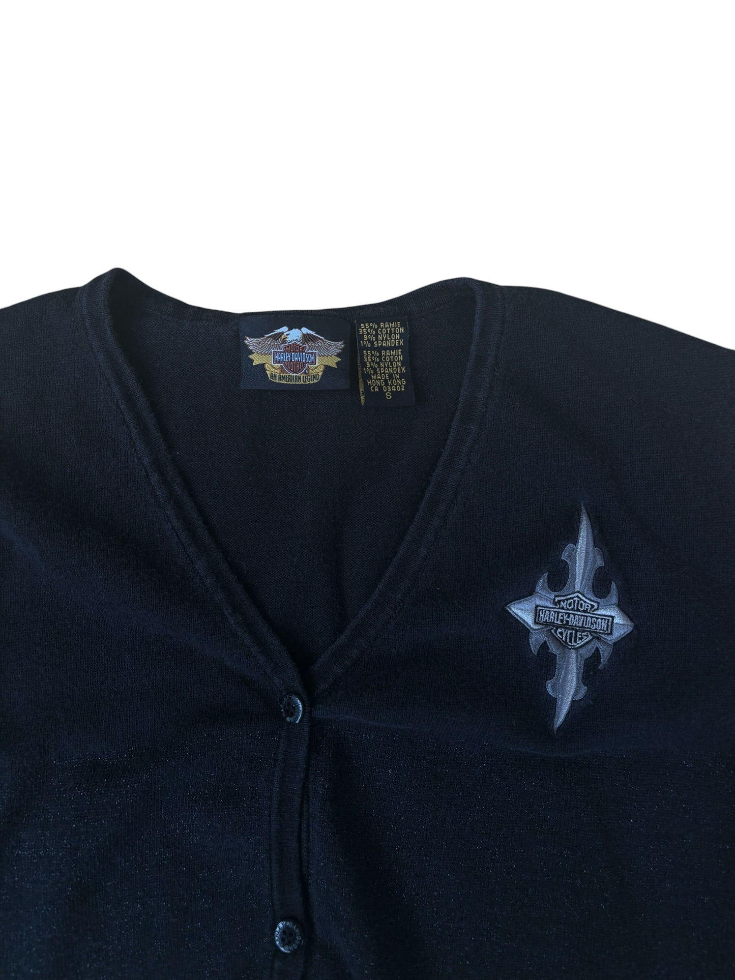 Y2K VINTAGE HARLEY DAVIDSON CROPPED CARDIGAN (S)