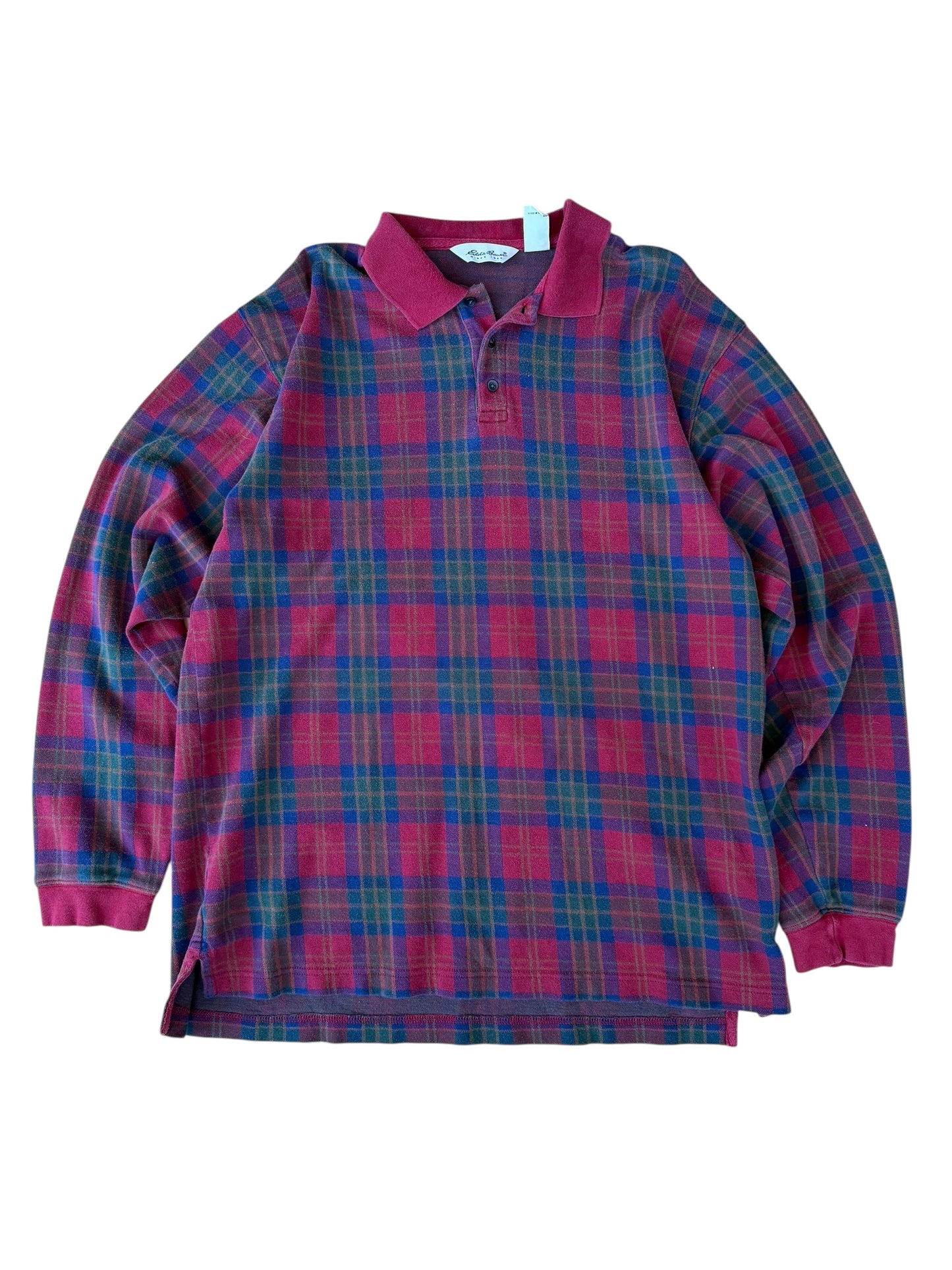 VINTAGE EDDIE BAUER LS POLO PLAID (XL)