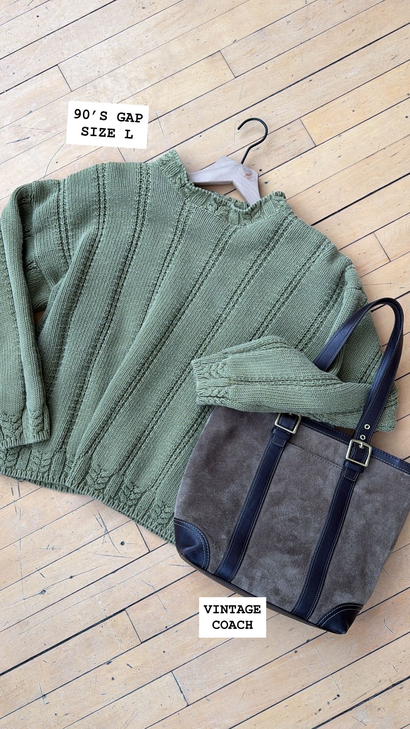 90'S VINTAGE GAP GREEN COTTON SWEATER (L)