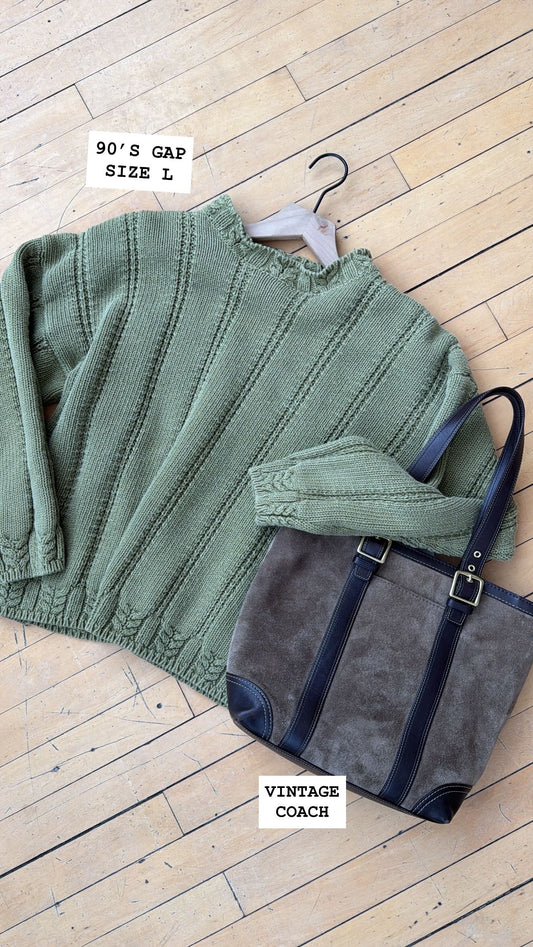 90'S VINTAGE GAP GREEN COTTON SWEATER (L)
