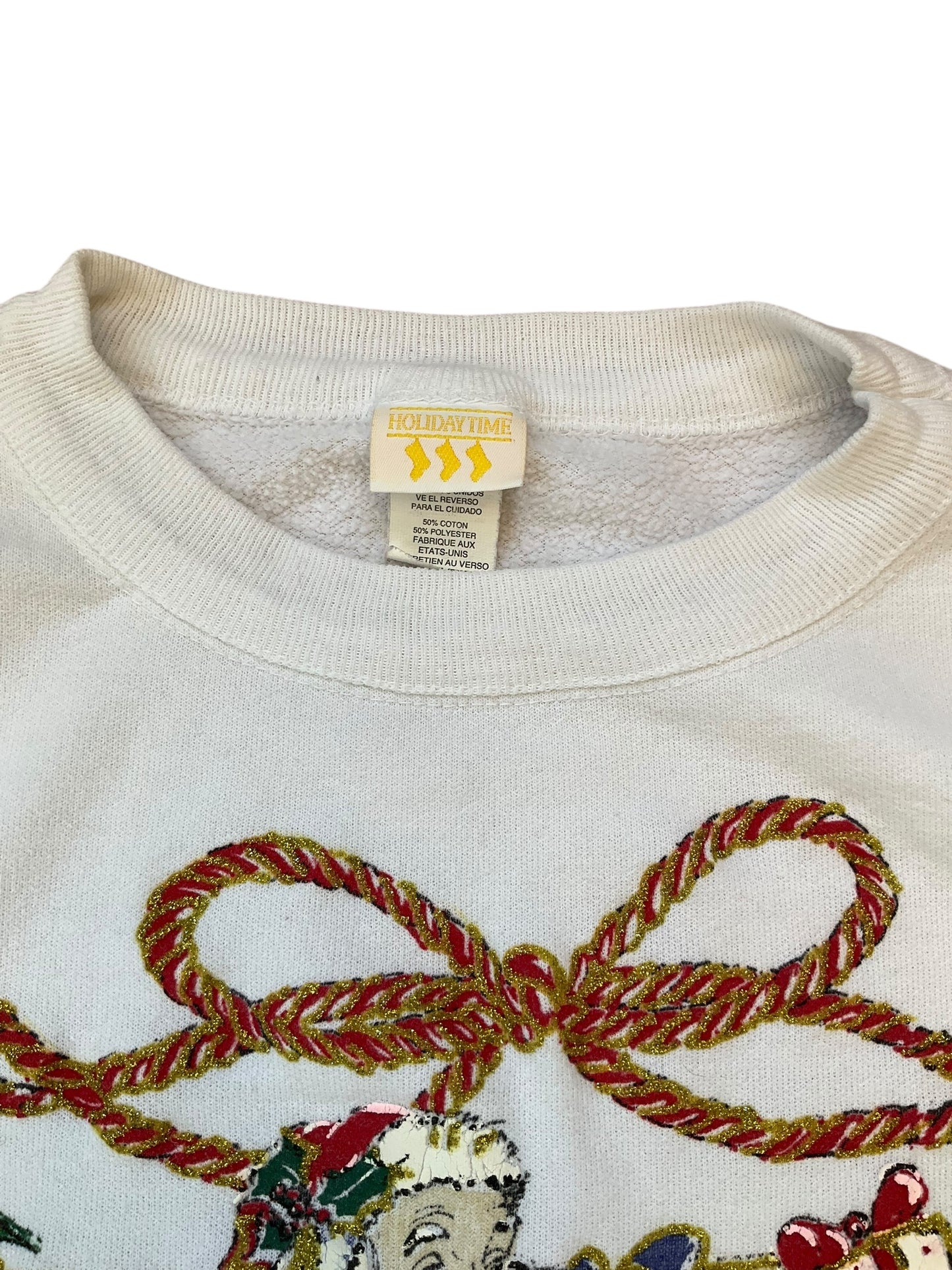 VINTAGE HOLIDAY TIME RAISED PRINT SANTA CREWNECK (XL)