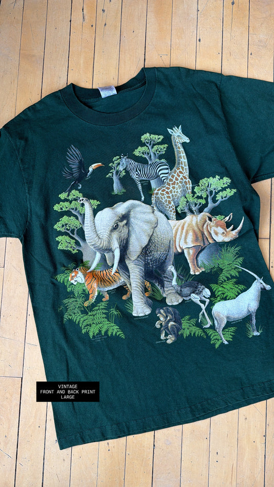 VINTAGE DOUBLE SIDED ANIMALS TEE (L)