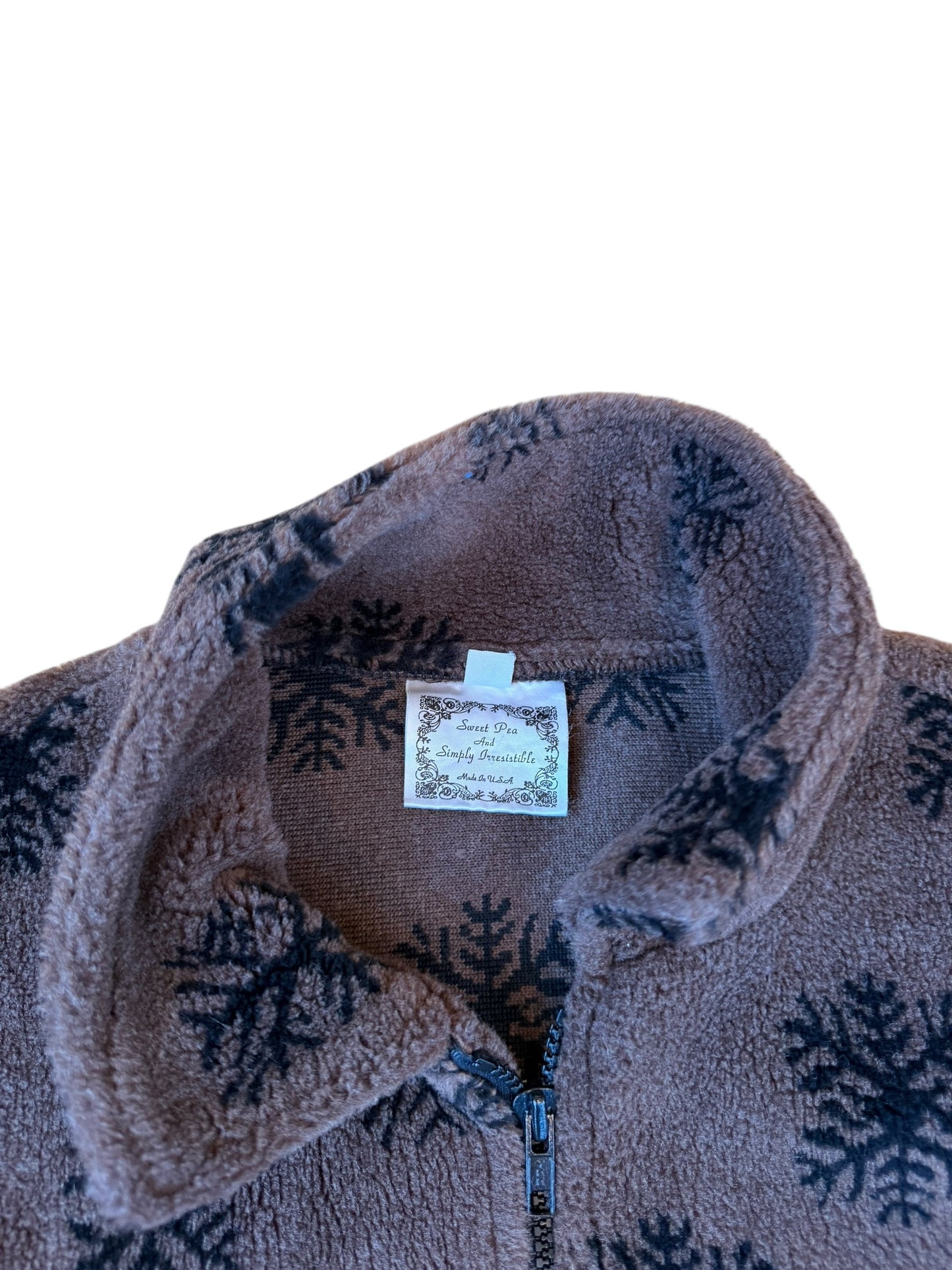 VINTAGE SNOWFLAKE + ANIMAL FLEECE ZIP UP (M)