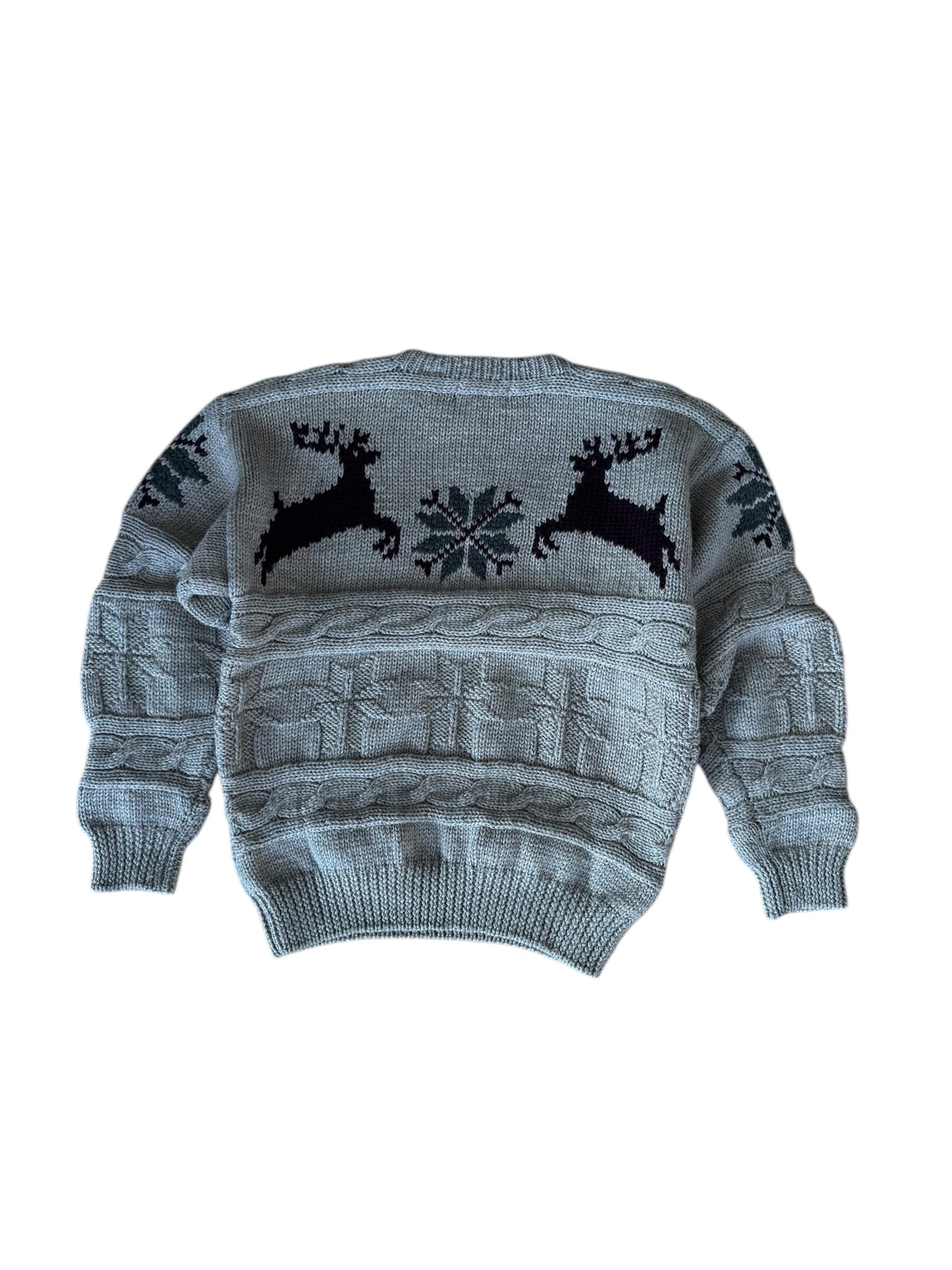 VINTAGE EMBASSY ROW HAND KNIT REINDEER SWEATER (L)