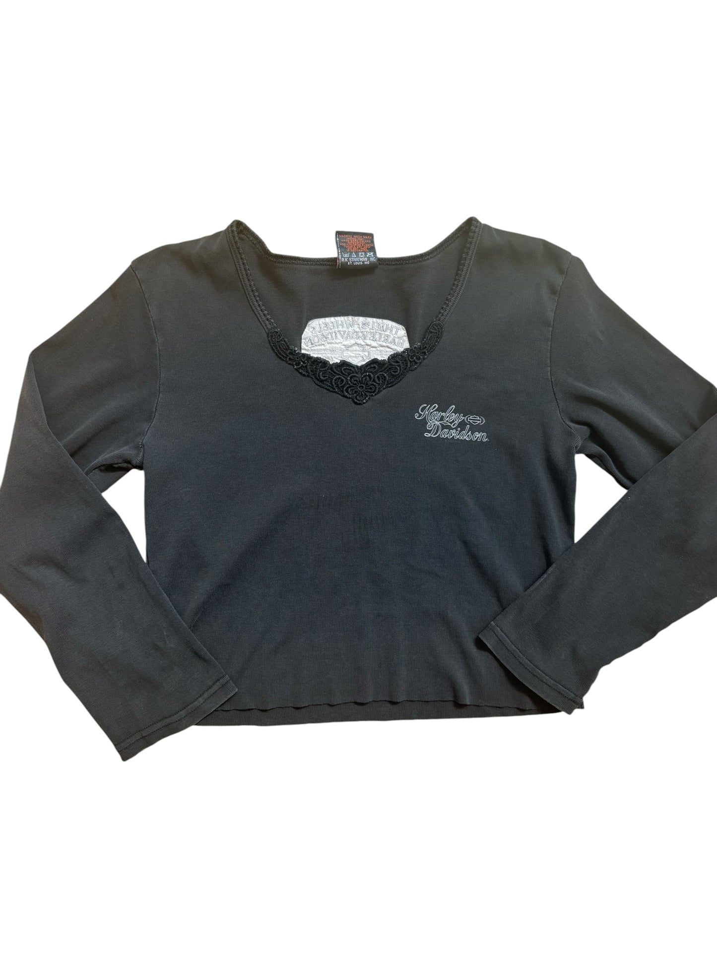 Y2K VINTAGE HARLEY DAVIDSON CROCHET SHIRT (XL)