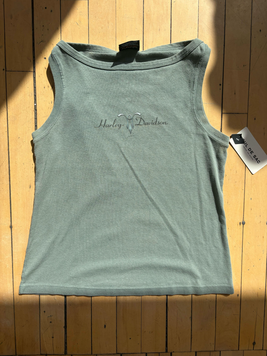 2001 VINTAGE Y2K HARLEY DAVIDSON SAGE SLEEVELESS TOP (L)