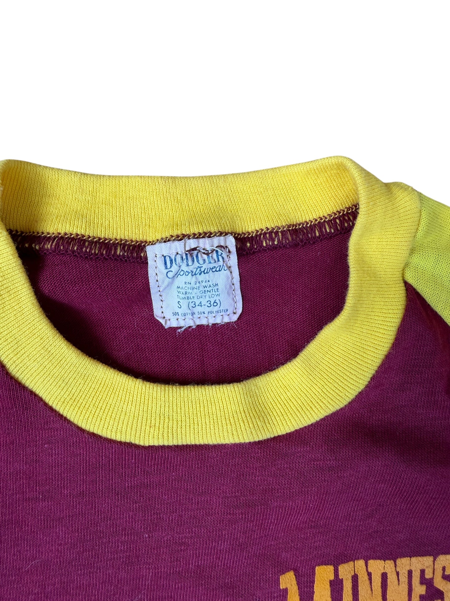 70'S VINTAGE UNIVERSITY OF MINNESOTA RAGLAN HALF SLEEVE (S)