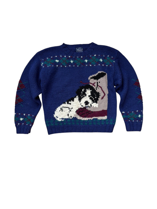 VINTAGE WOOLRICH WOMAN WOOL DOG + BEAN BOOT SWEATER (M)