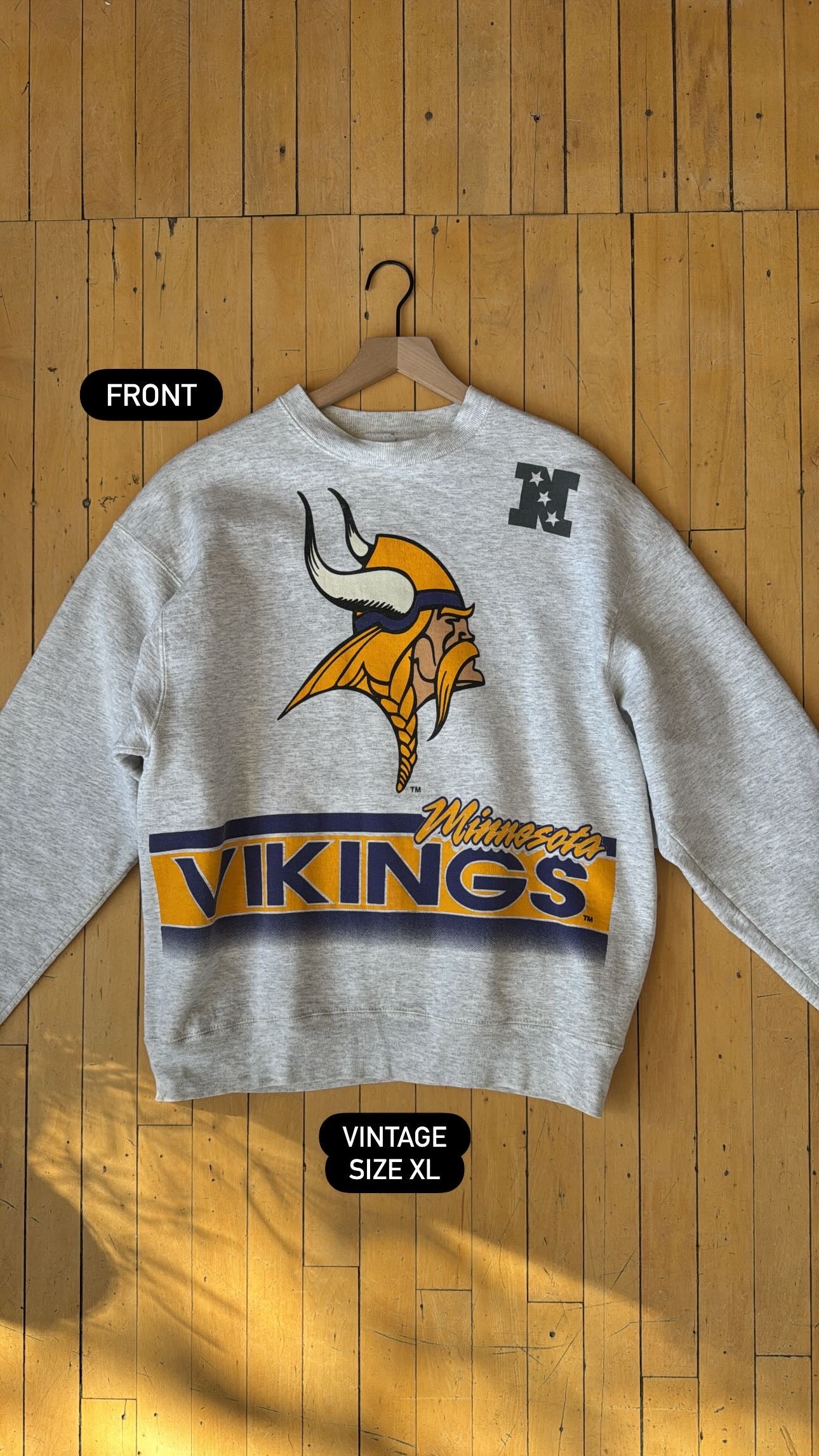 VINTAGE DOUBLE SIDED VIKINGS HEAVYWEIGHT CREW (XL)