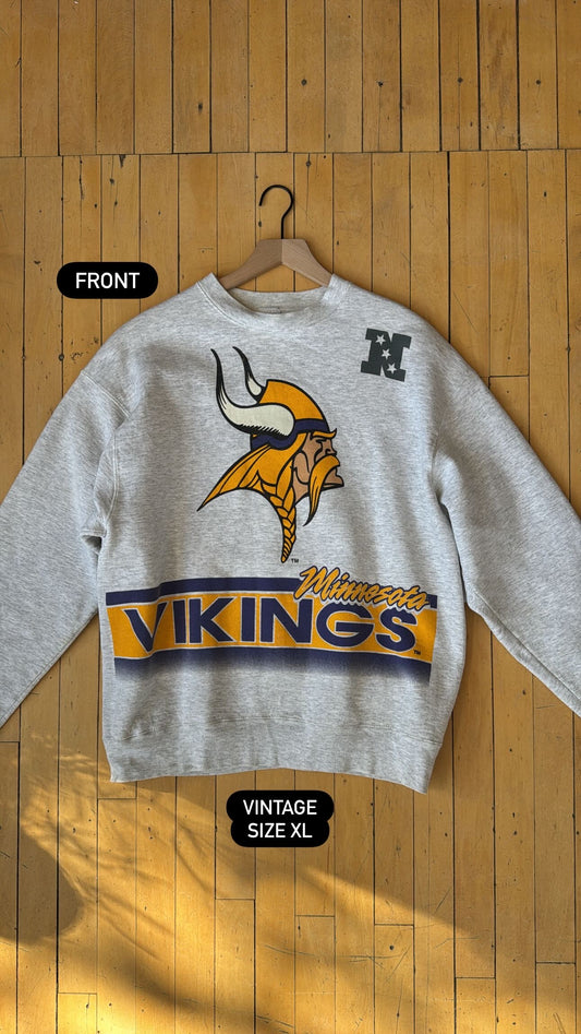 VINTAGE DOUBLE SIDED VIKINGS HEAVYWEIGHT CREW (XL)