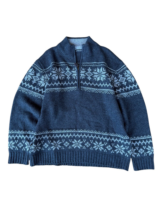 NORDIC PATTERN QUARTER-ZIP SWEATER (XXL)
