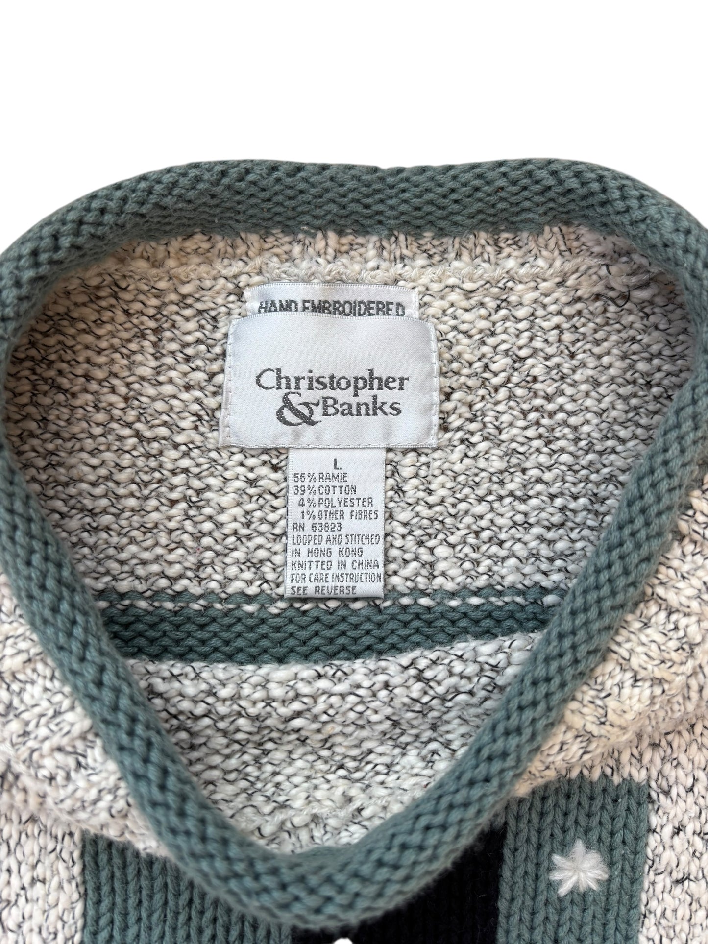 VINTAGE COTTON SNOWMAN KNIT SWEATER (L)