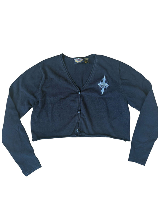 Y2K VINTAGE HARLEY DAVIDSON CROPPED CARDIGAN (S)