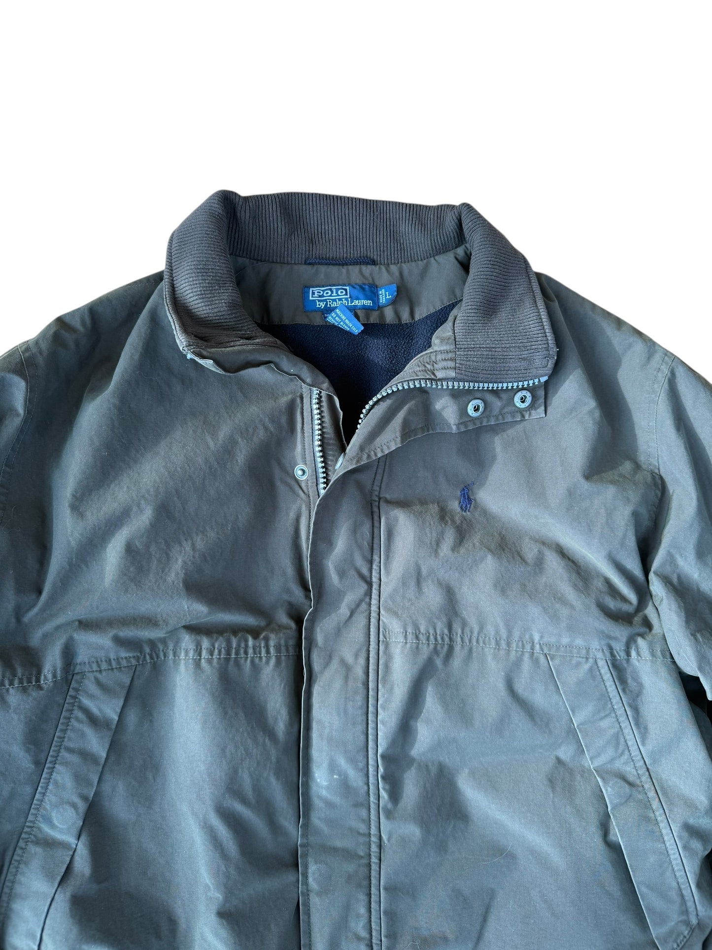 VINTAGE POLO RALPH LAUREN FLEECE LINED BOMBER JACKET (L)