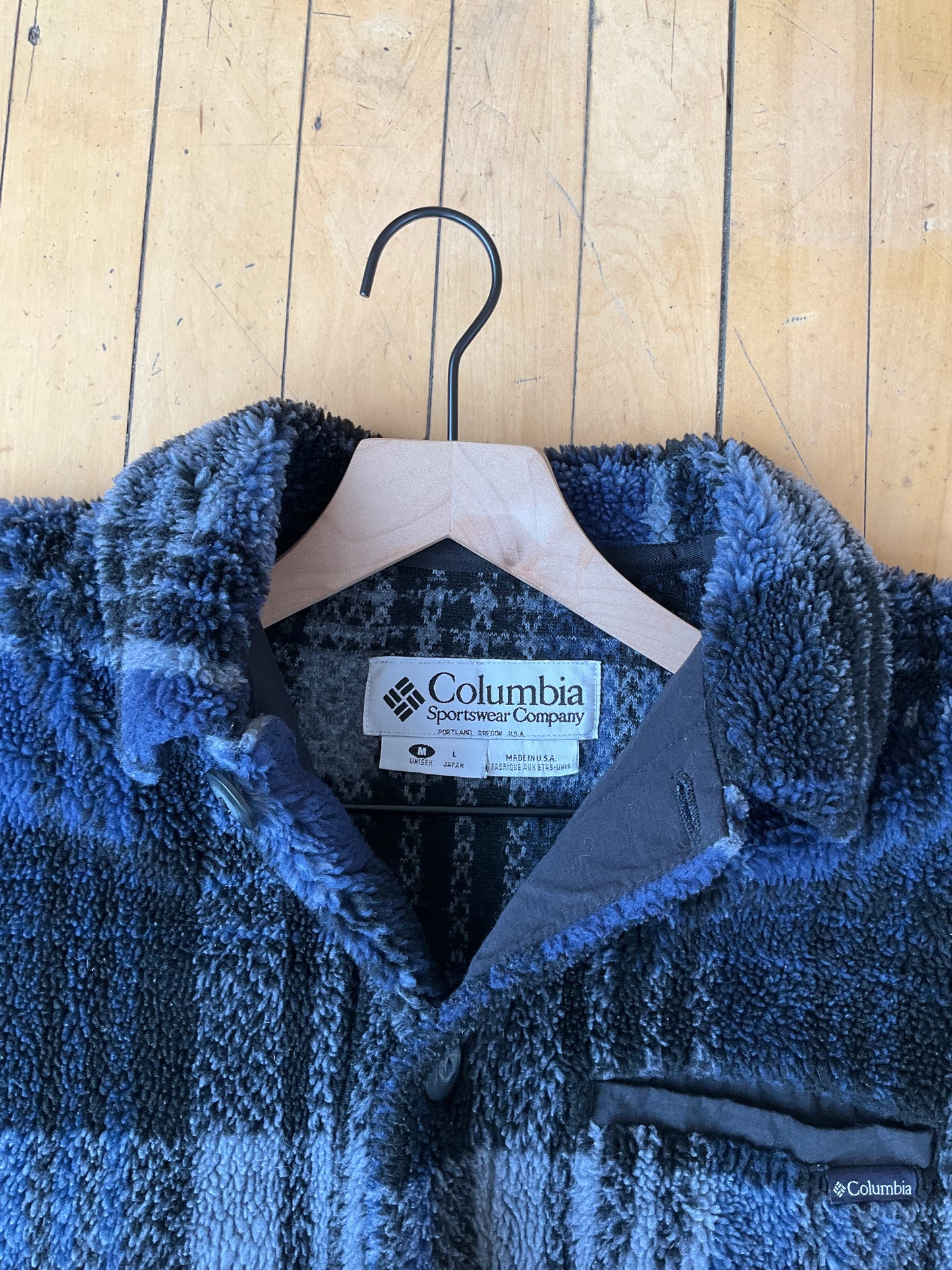 VINTAGE COLUMBIA BUTTON UP SHERPA (M)
