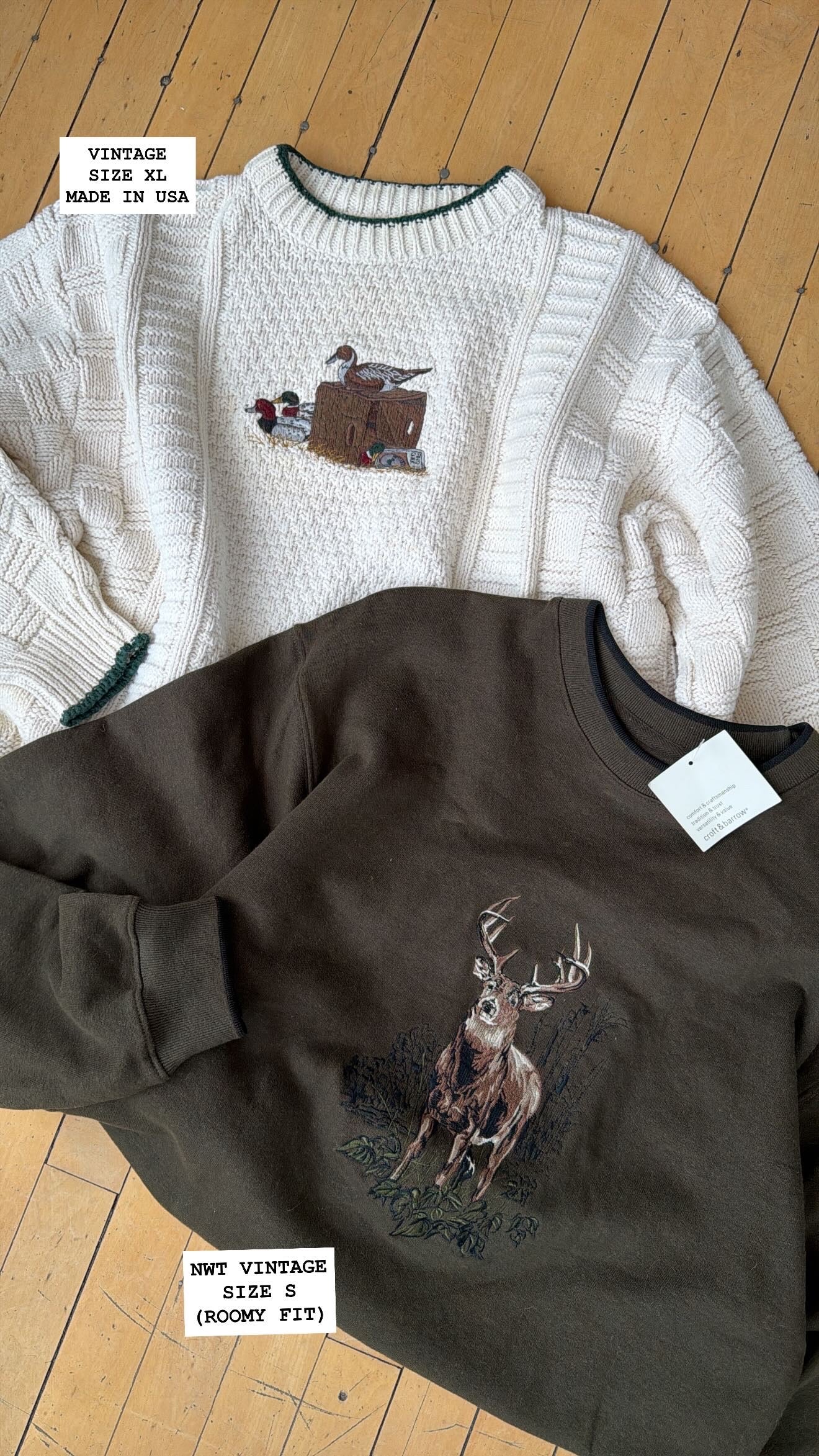 NWT VINTAGE EMBROIDERED BUCK CREWNECK (S)