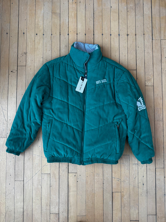 VINTAGE REVERSIBLE FIGHTING SIOUX PUFFER JACKET (M)