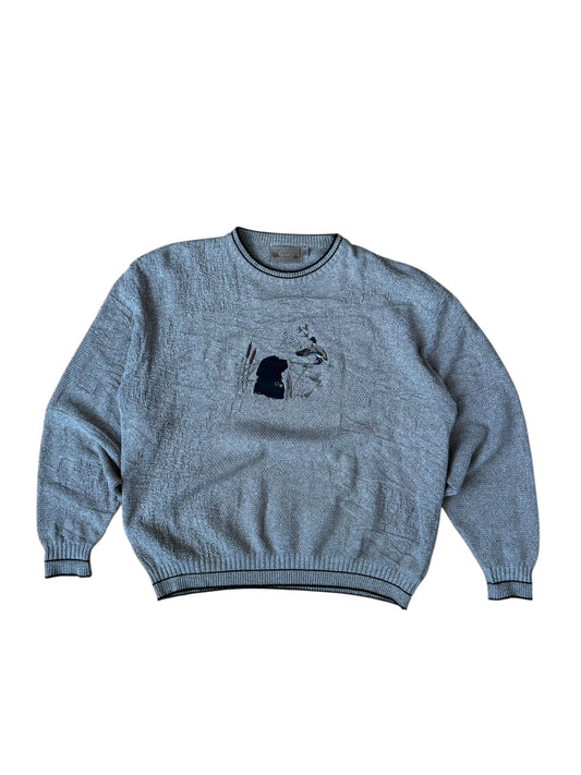 VINTAGE BLACK LAB MALLARD EMB. COTTON SWEATER (XL)