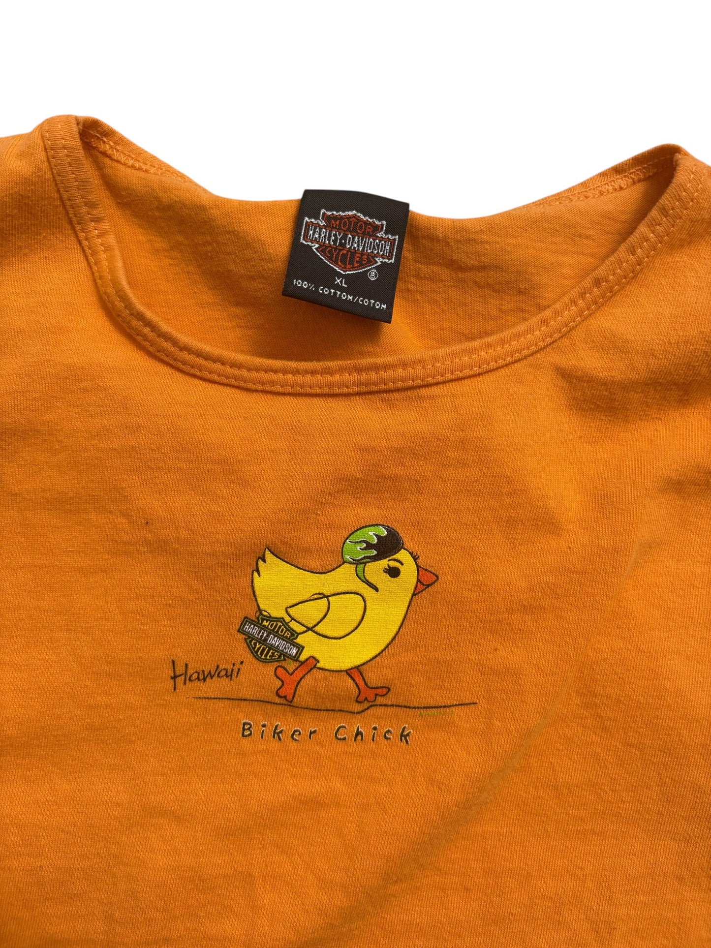 2004 Y2K VINTAGE ORANGE BIKER CHICK TANK (XL)