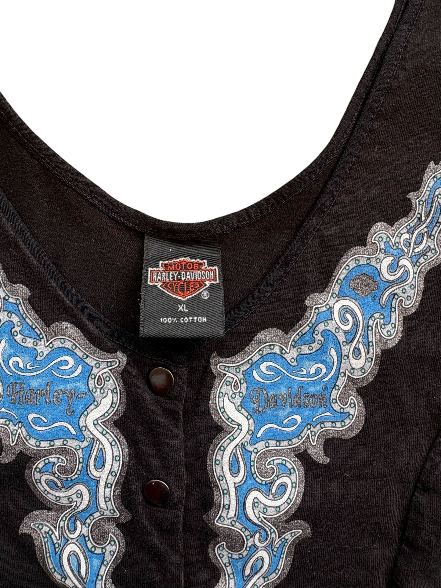 2000 Y2K VINTAGE HARLEY DAVIDSON BUTTON TANK (XL)