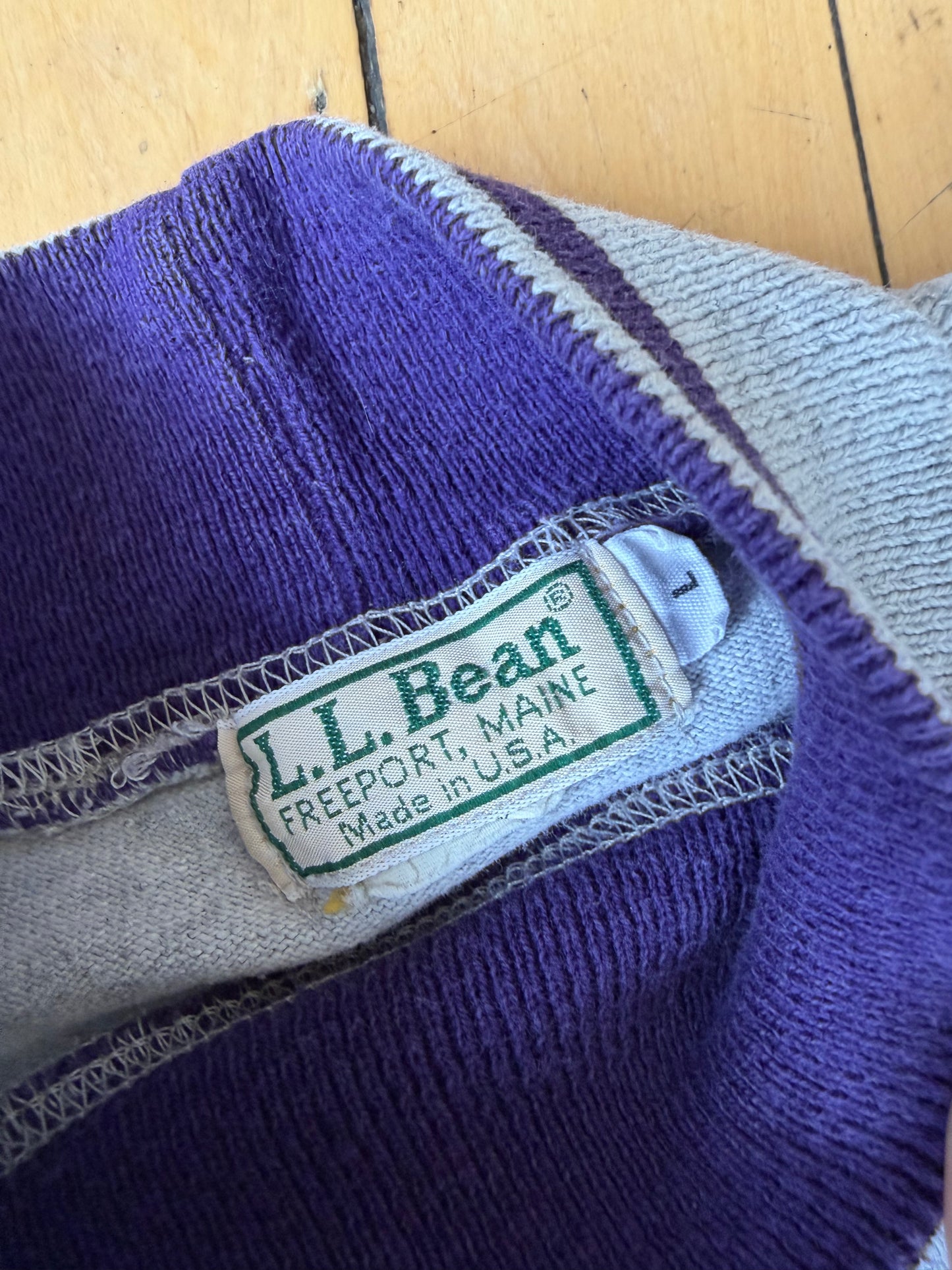 VINTAGE MADE IN USA LL BEAN COTTON HENLEY SWEATER (L)