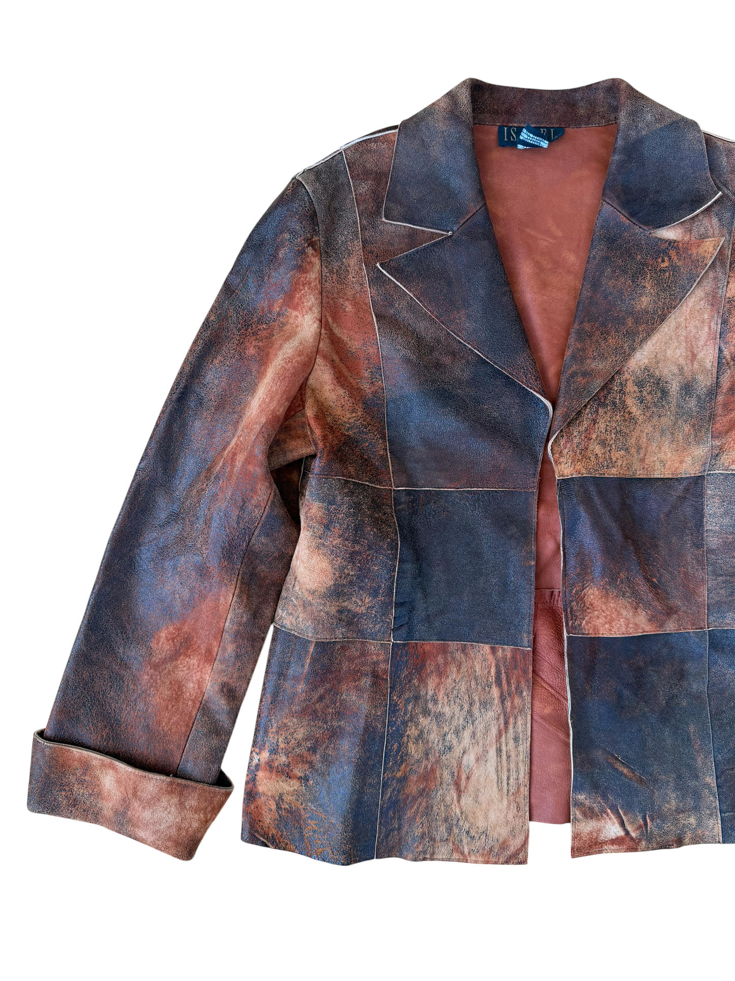 VINTAGE GENUINE LEATHER PATCHWORK JACKET (L)