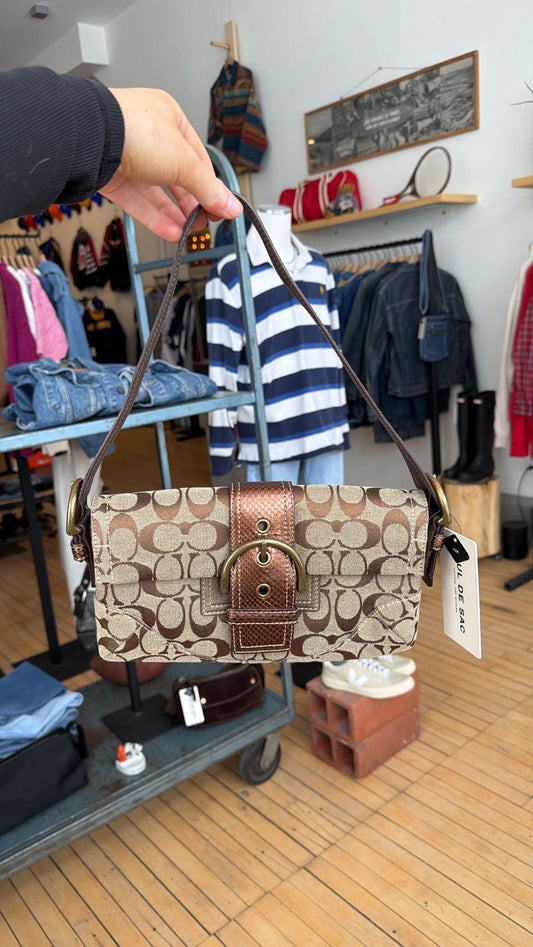 Y2K VINTAGE COACH LOGO CANVAS SHOULDER BAG
