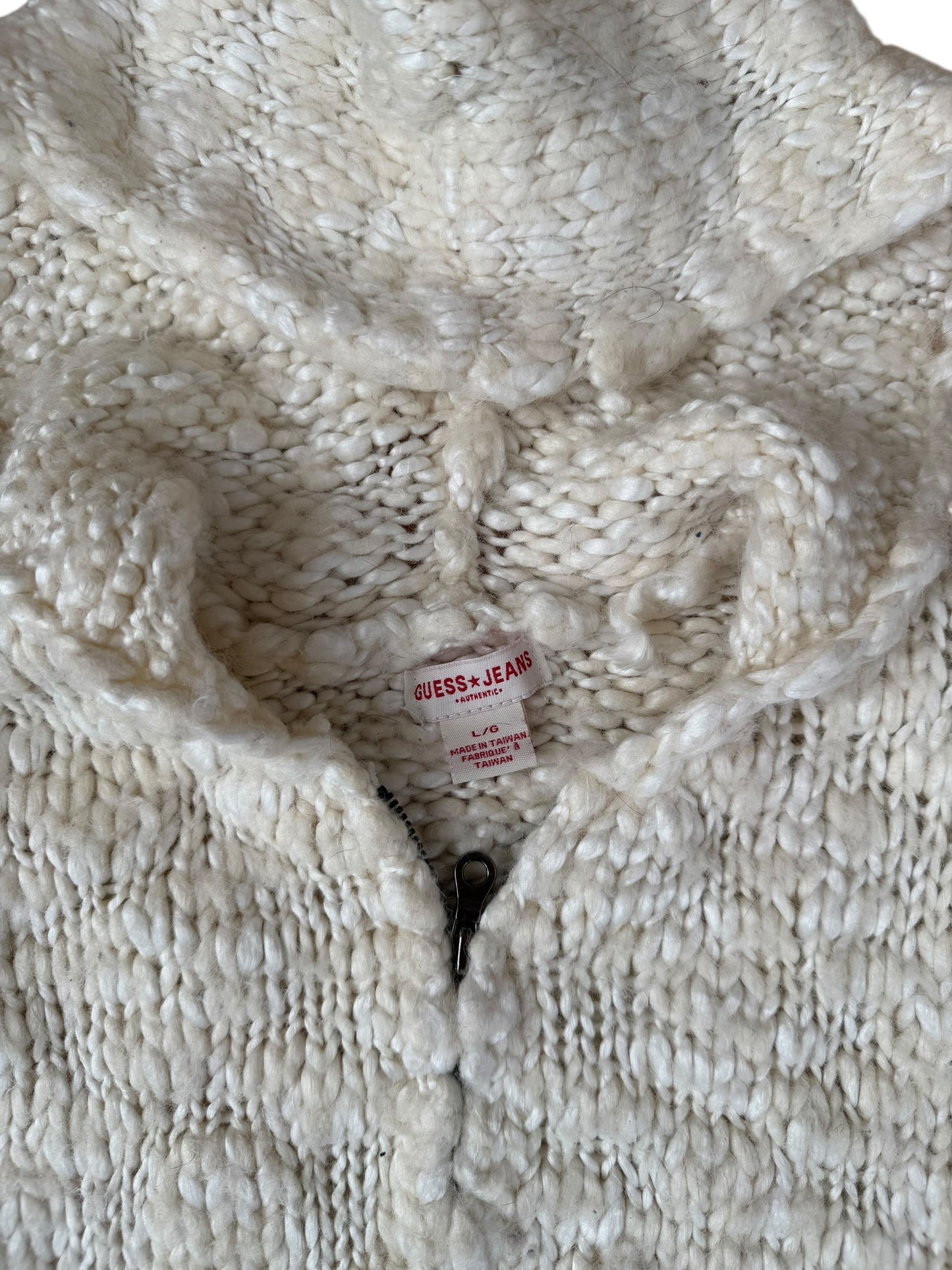 VINTAGE GUESS JEANS WOOL BLEND KNIT ZIP UP (L)