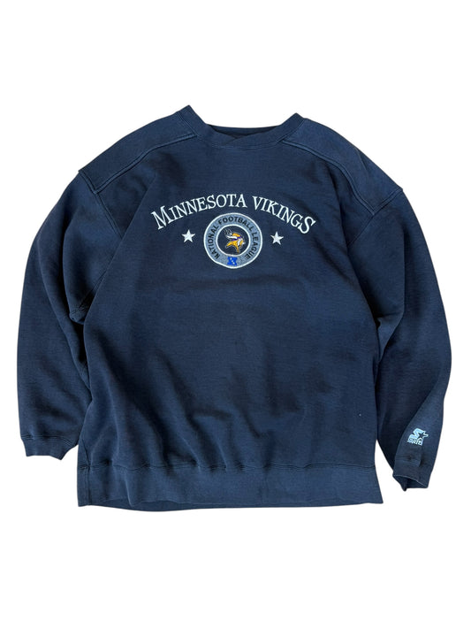 VINTAGE STARTER MN VIKINGS EMBROIDERED CREW (XXL)
